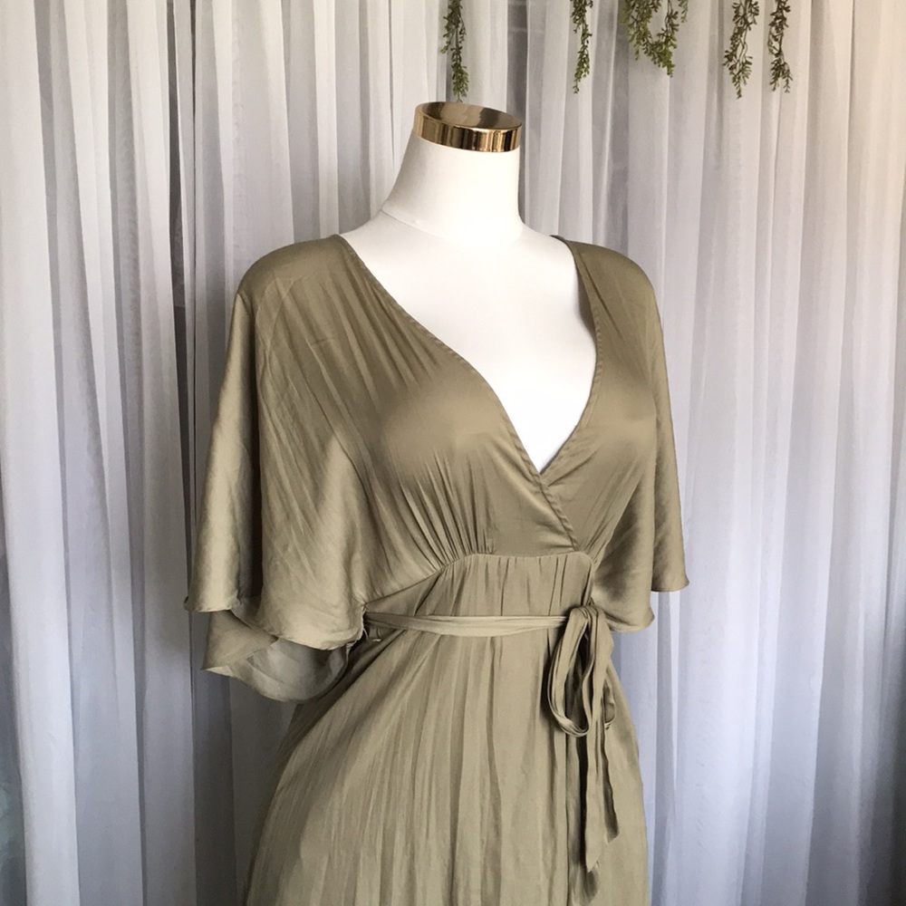 Kimono Style Sleeve Satin Side Tie Dress - NWT - Picture 3 of 5